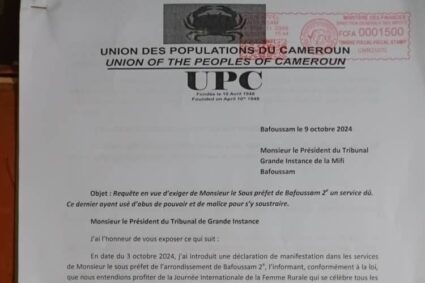 Le sous-préfet de Bafoussam II interdit une cérémonie de l’UPC.